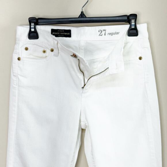 J Crew Toothpick Denim White Mid‎ Rise Skinny Crop Jeans Women's Size 27 - Picture 5 of 14